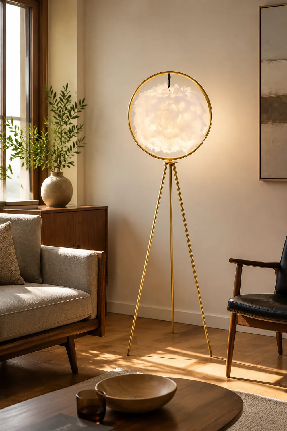 O'Moore Feder Ring Stativ Stehlampe, 2 Farben, 160CM Lang - Lumpaz