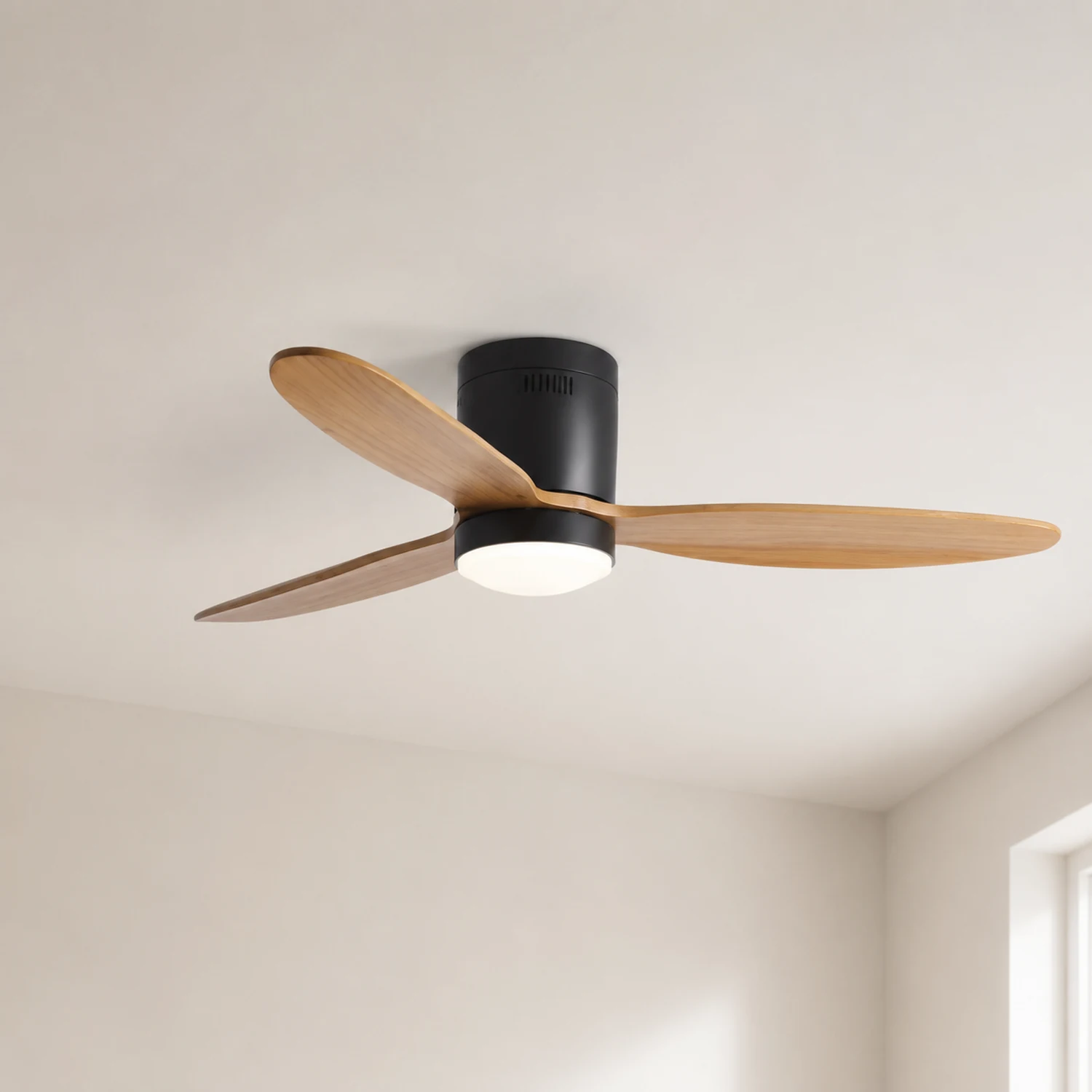 Walters 3-Blatt Deckenventilator mit Beleuchtung, Schwarz, 2 Farbe, ∅115CM - Lumpaz