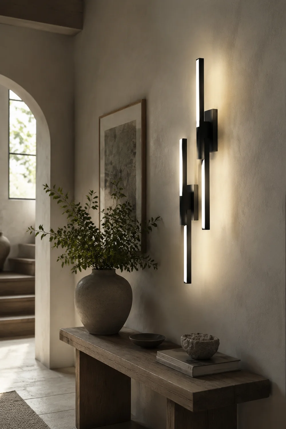 Alana Geometrische Spiegelfront-Wandleuchte, Schwarz & Gold, 40/60CM Lang - Lumpaz