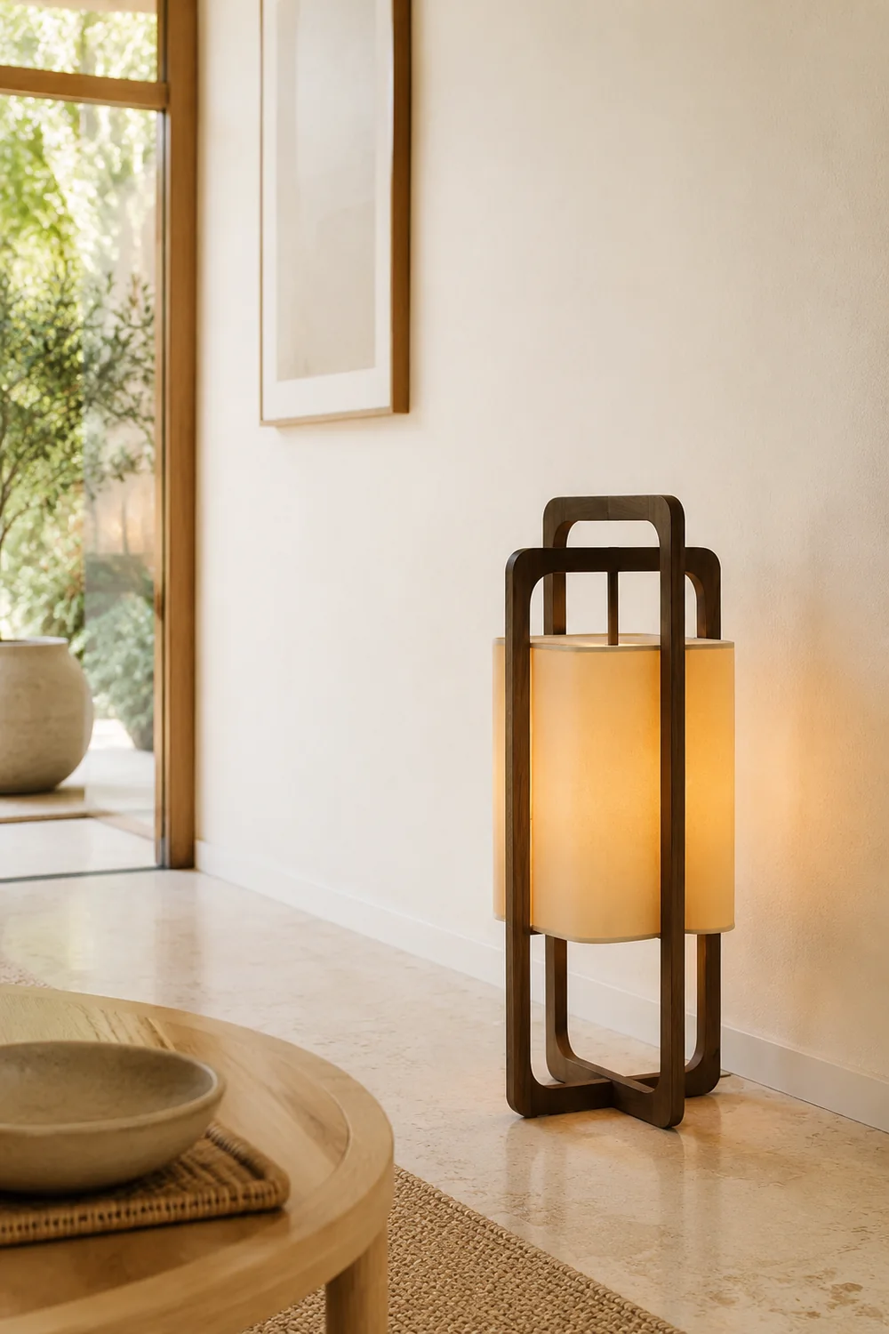 Ozawa Rechteckige Stehleuchte, Holz, ∅20/32CM Lang - Lumpaz