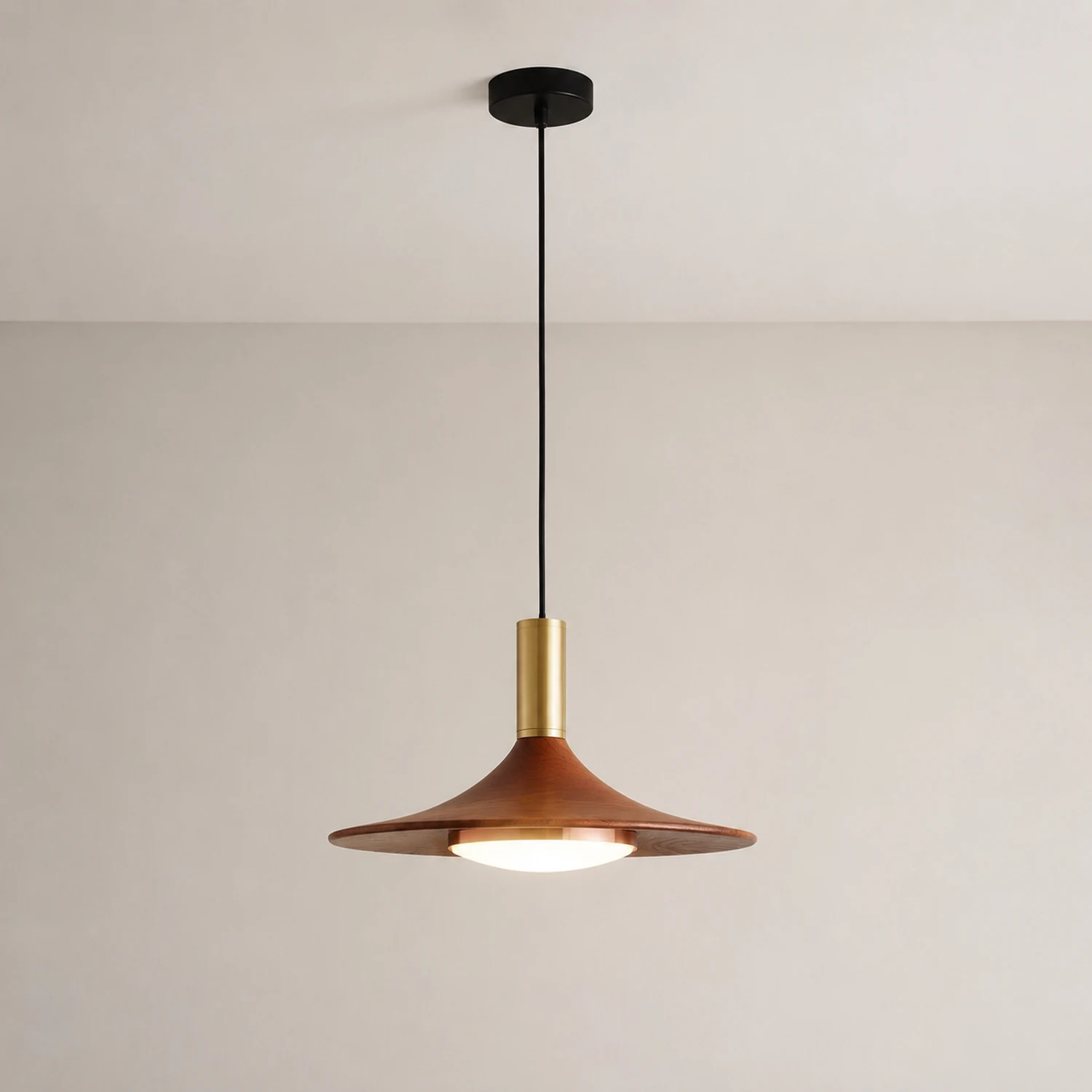 Carins Pendelleuchte,  Metall & Holz, 1/2/3-flammig, ∅25CM/35CM - Lumpaz