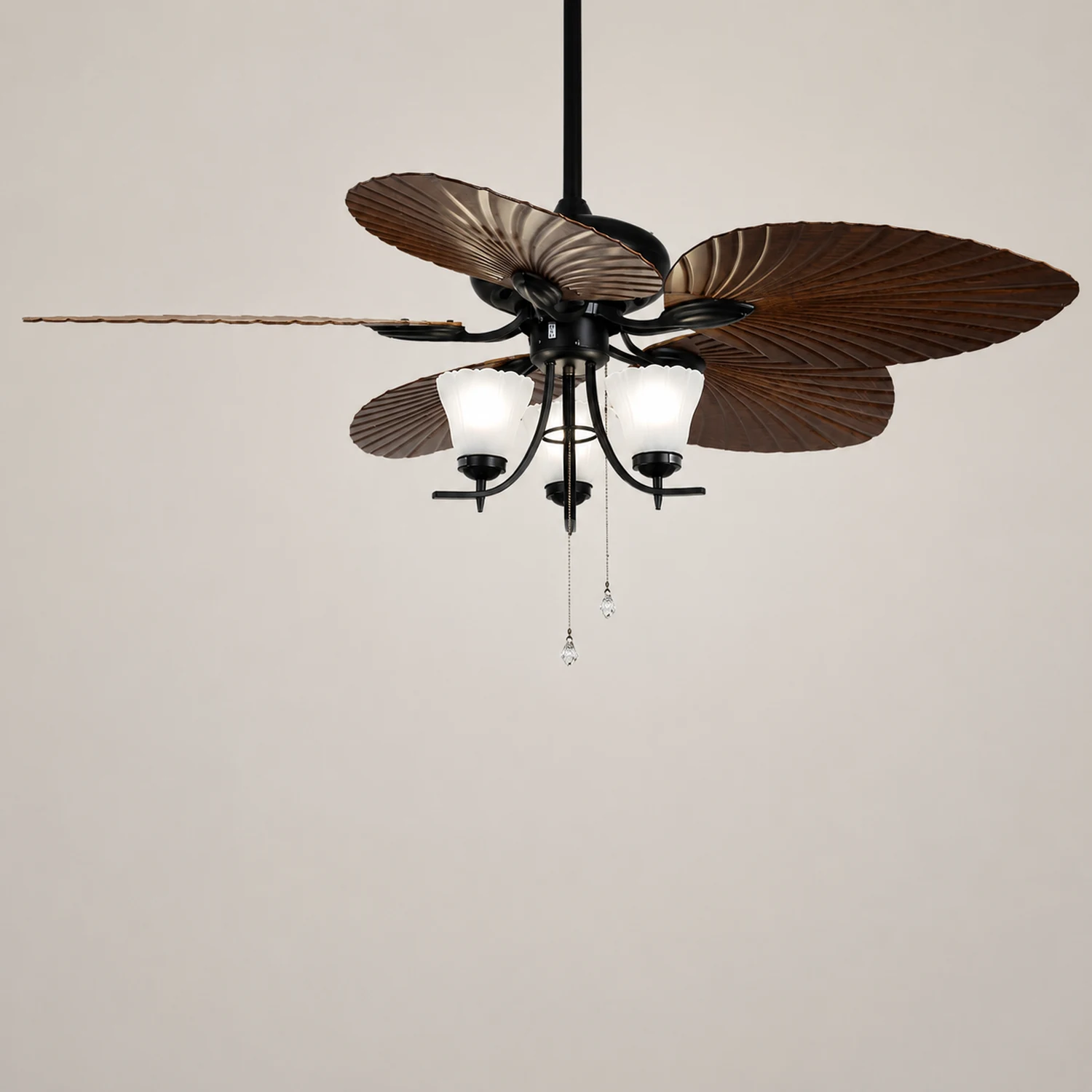 Ross 5-Blatt-Deckenventilator mit Beleuchtung/ w Laterne, 1/3/5 -flammig, ∅132CM - Lumpaz