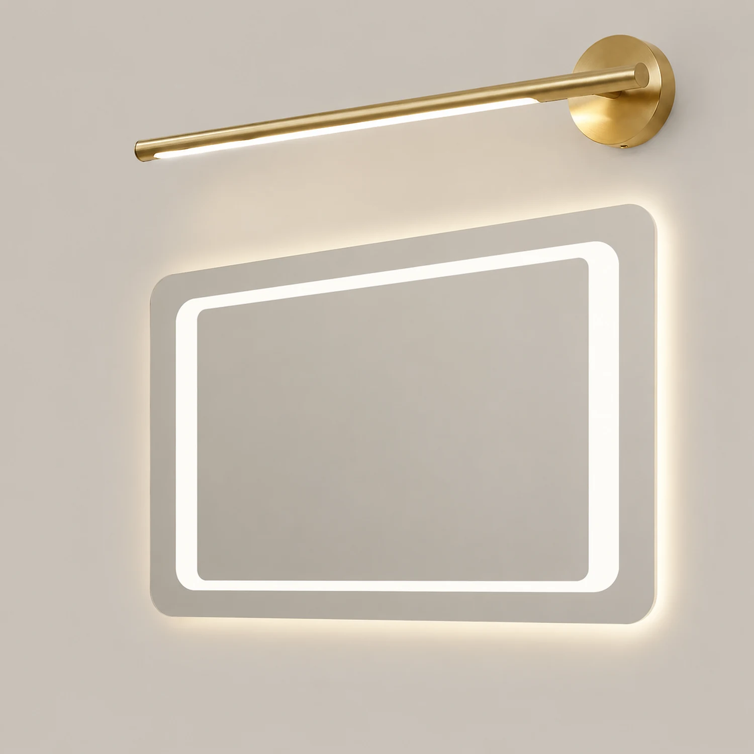 Edge Linear Spiegel Eitelkeit Wandleuchte, Messing, 50/64CM Lang - Lumpaz