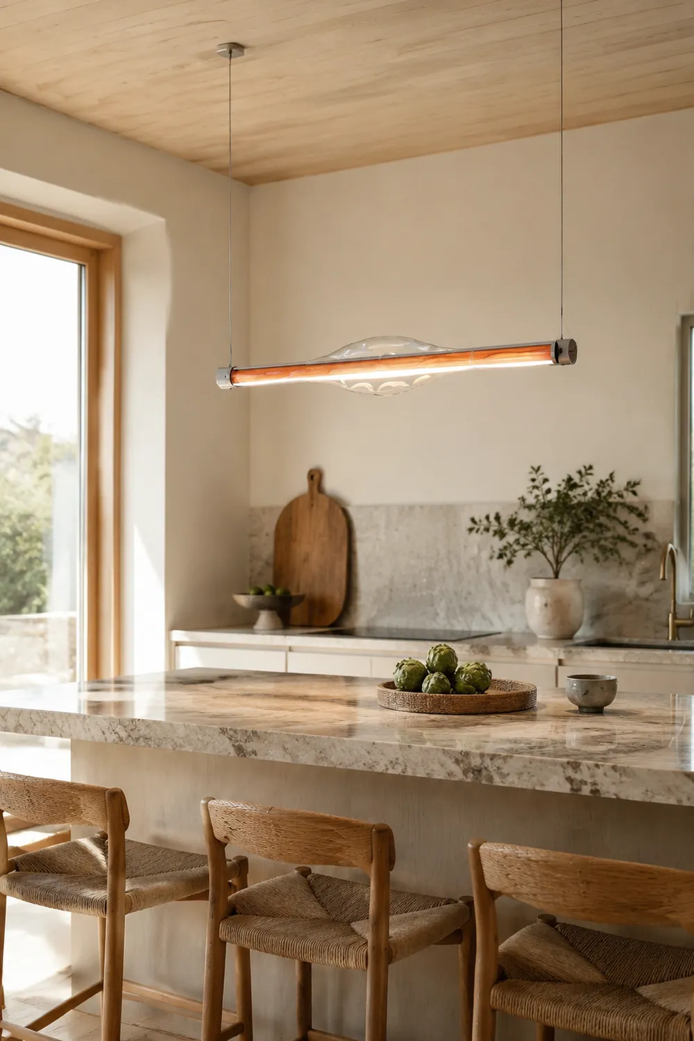 Edge Pendelleuchte, Metall & Glas, 2 Farben,121CM Lang - Lumpaz