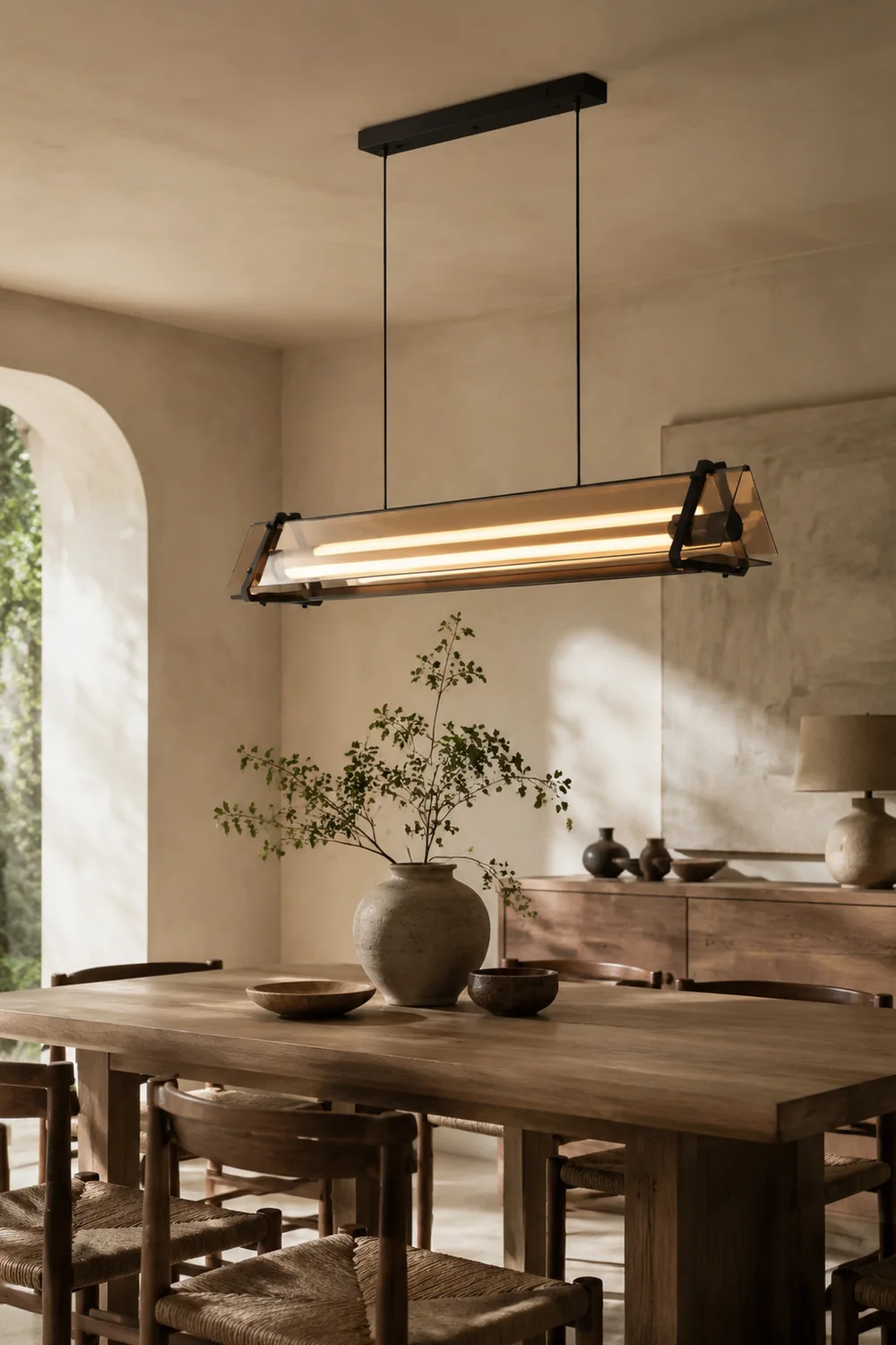Edge Industrielle Dreieckige Pendelleuchte, Metall & Glas - Lumpaz