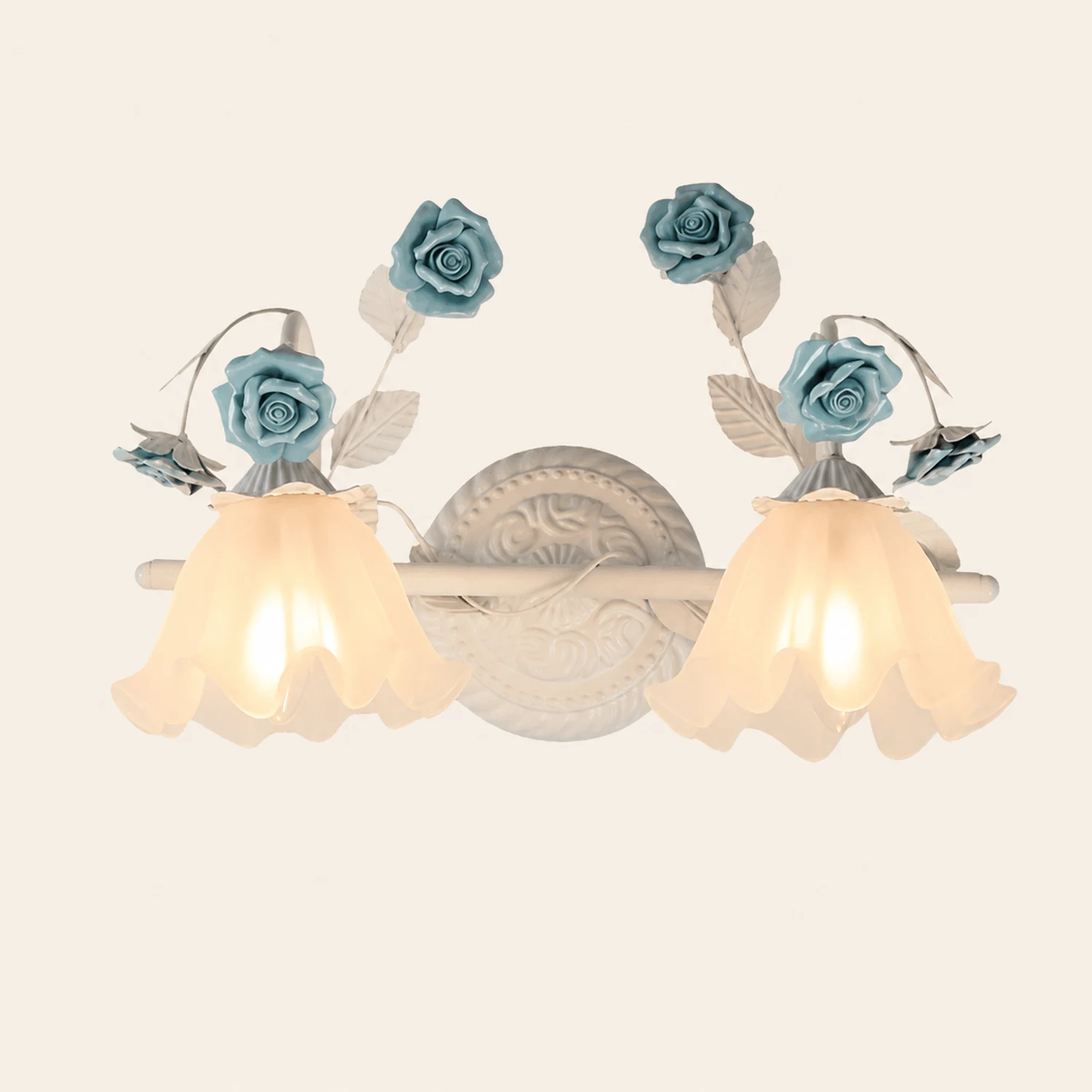 Félicie Blume Rosa & Blau Spiegelfront Waschtisch-Wandleuchte, 2/3-flammig - Lumpaz