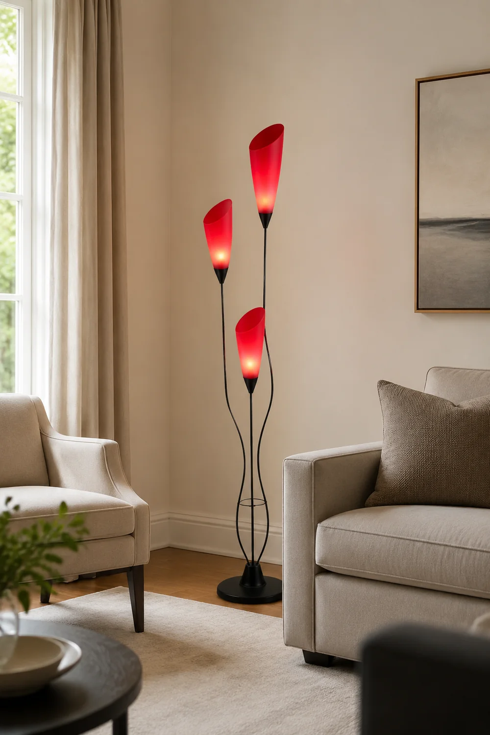 Bella Fackel Rote Stehlampe, 3-flammig, 168CM Lang - Lumpaz