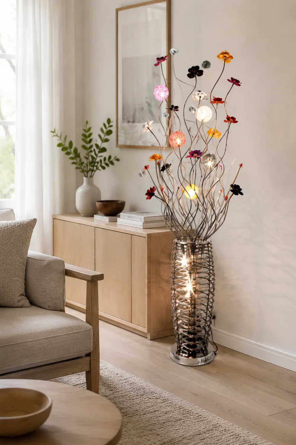 Bella Blumenvase Silberne Stehlampe, 150CM Lang - Lumpaz