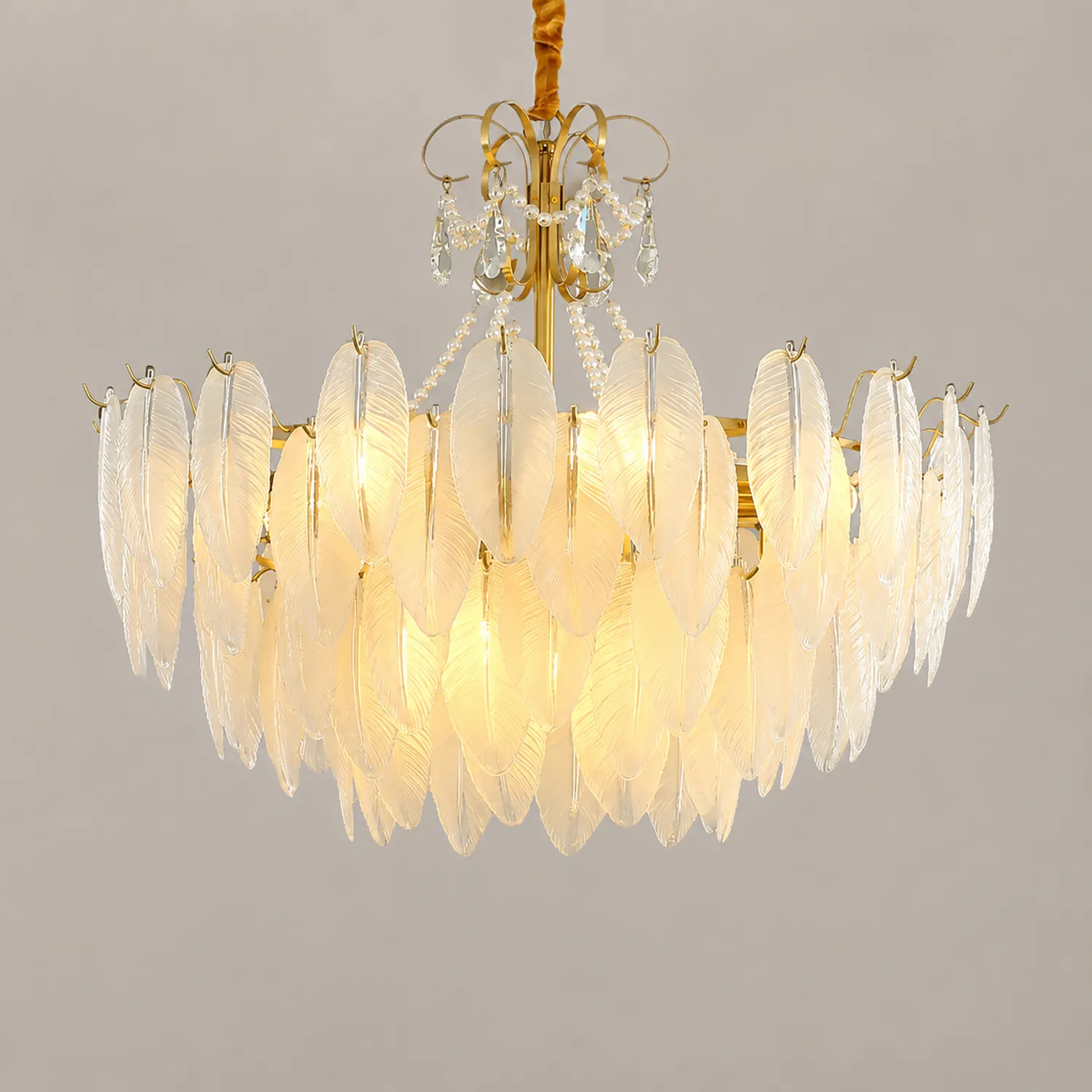 Kirsten Kronleuchter Perle Farbe Schaltbar Metall & Glas, ∅50/60/80CM - Lumpaz