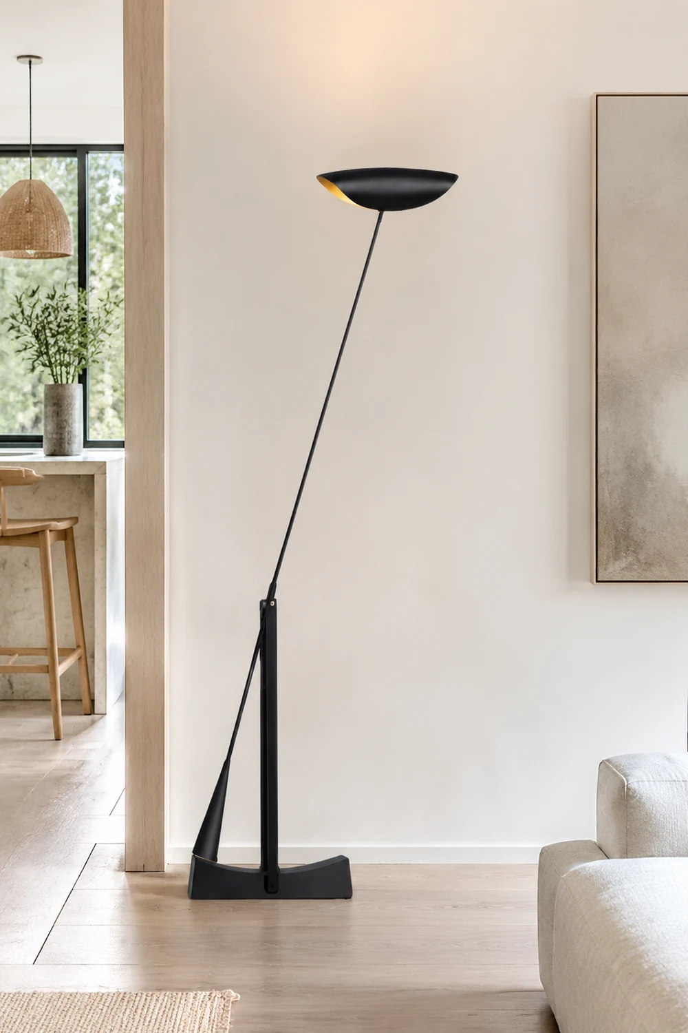 Carins Lineare Schwarze & Goldene Stehleuchte, 150CM Lang - Lumpaz