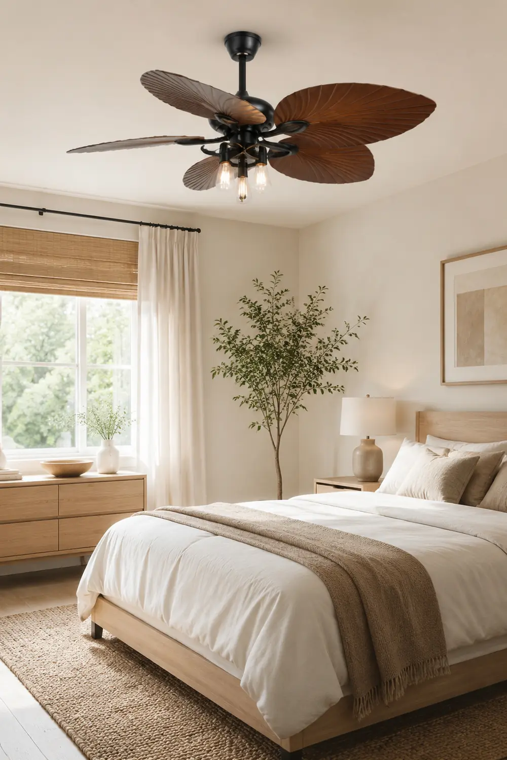 Ross 5-Blatt-Deckenventilator mit Beleuchtung/ w Laterne, 1/3/5 -flammig, ∅132CM - Lumpaz