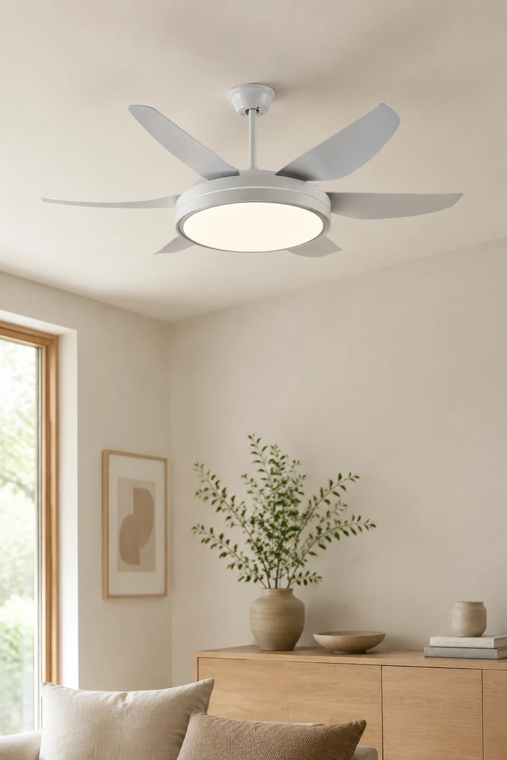 Haydn Weißer 6-Blatt-Deckenventilator mit Beleuchtung Grundlegend , ∅130CM - Lumpaz