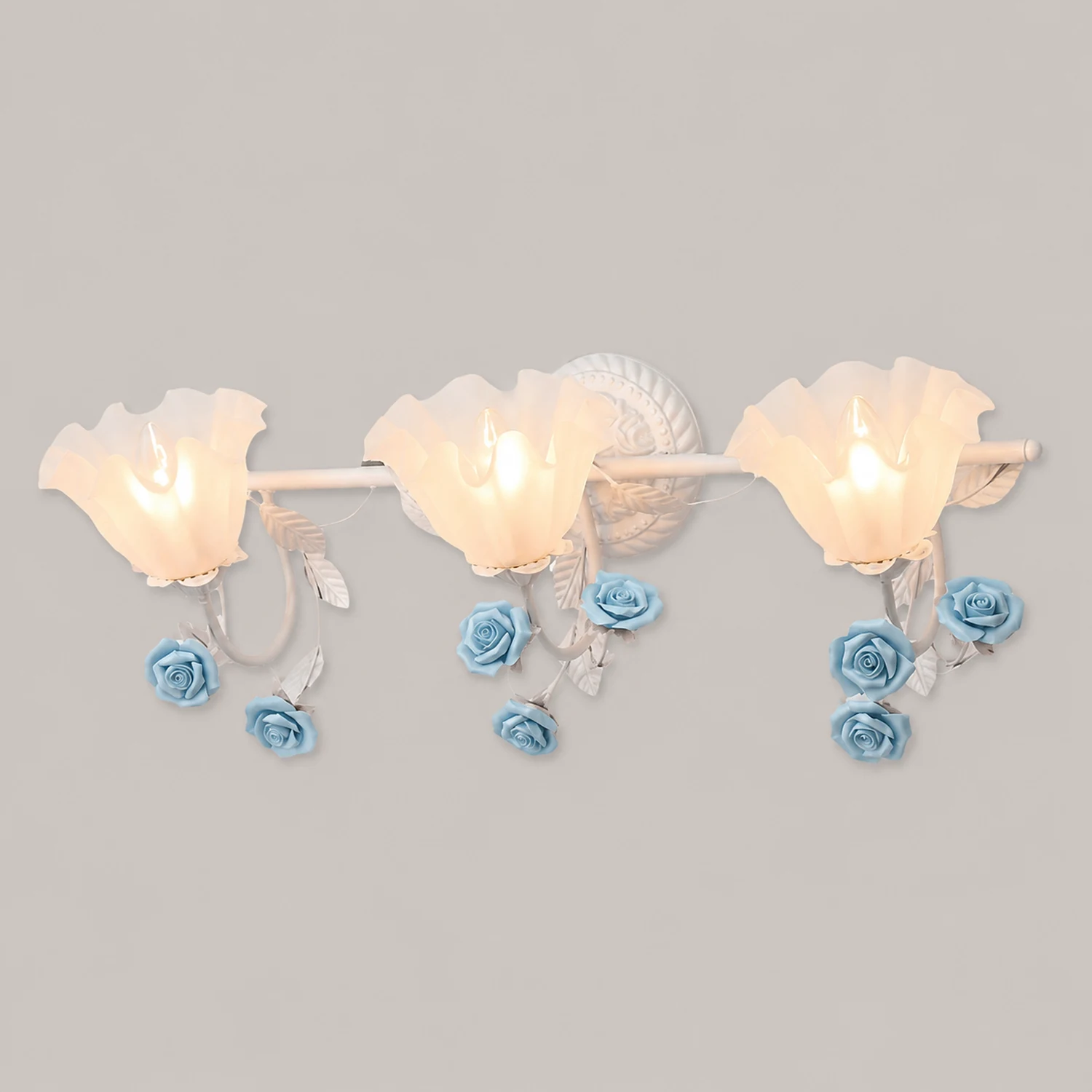 Félicie Blume Rosa & Blau Spiegelfront Waschtisch-Wandleuchte, 2/3-flammig - Lumpaz