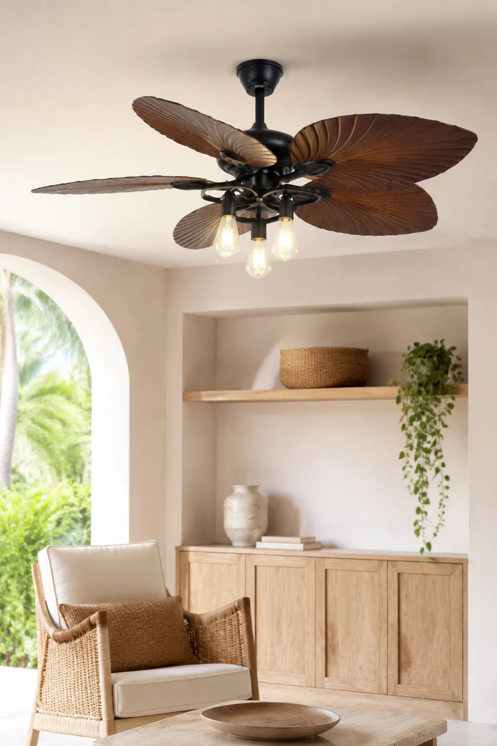 Ross 5-Blatt-Deckenventilator mit Beleuchtung/ w Laterne, 1/3/5 -flammig, ∅132CM - Lumpaz
