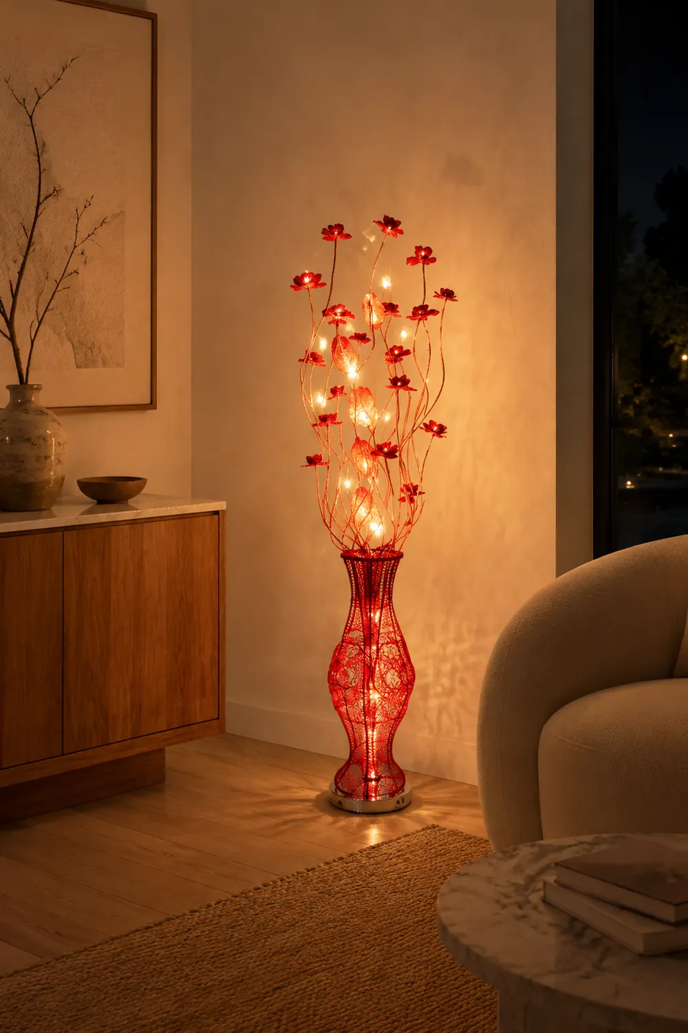 Bella Blumenvase Rote Stehlampe, 150CM Lang - Lumpaz
