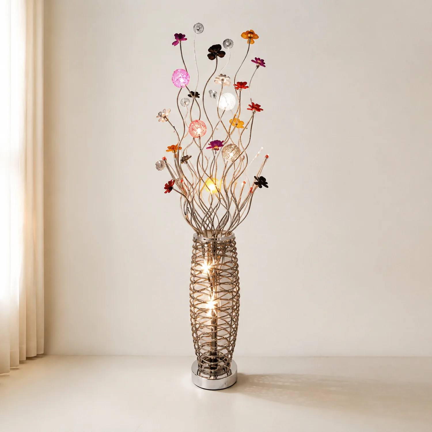 Bella Blumenvase Silberne Stehlampe, 150CM Lang - Lumpaz