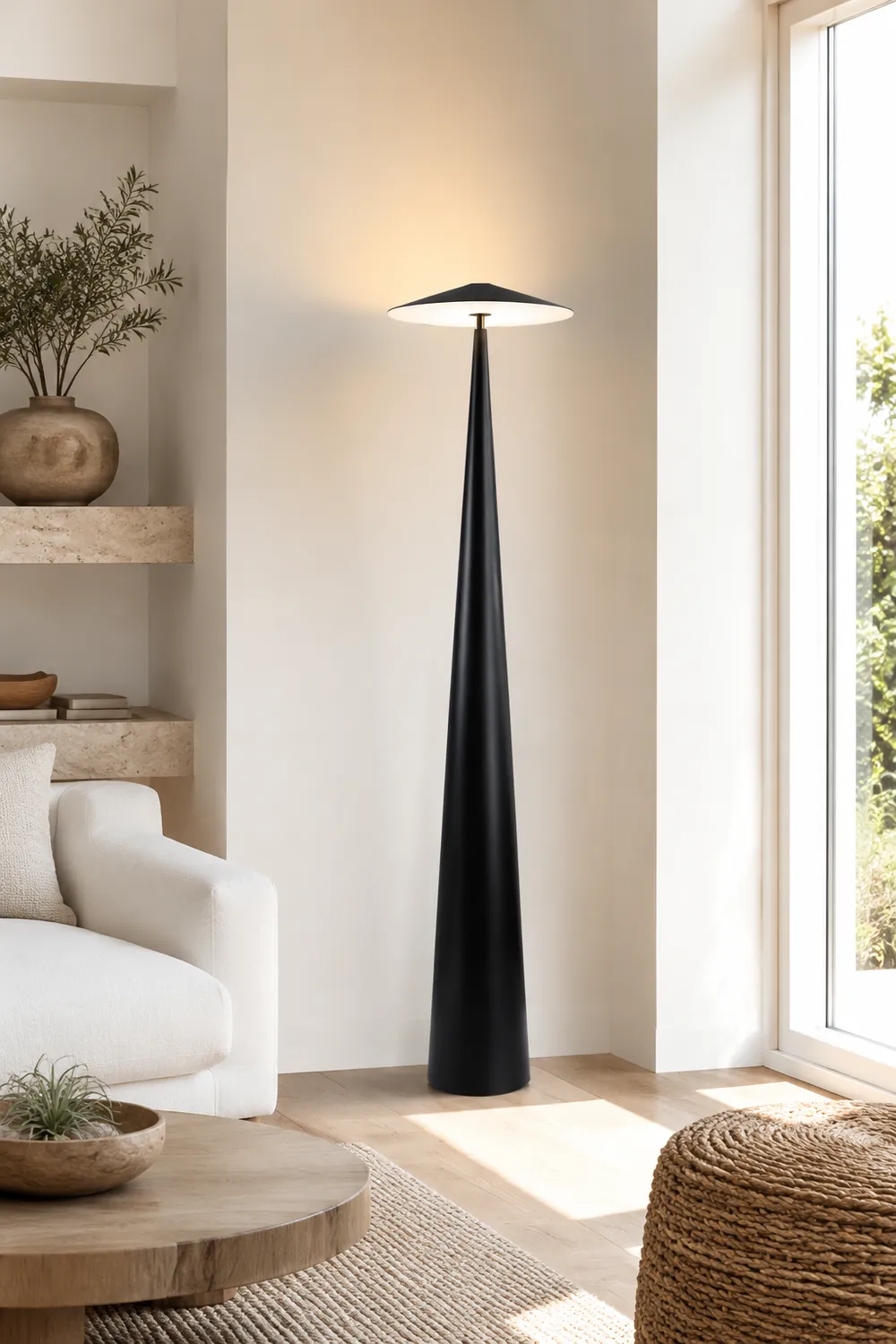 Salgado Untertassenform,Schwarze Stehleuchte , 170CM Lang - Lumpaz
