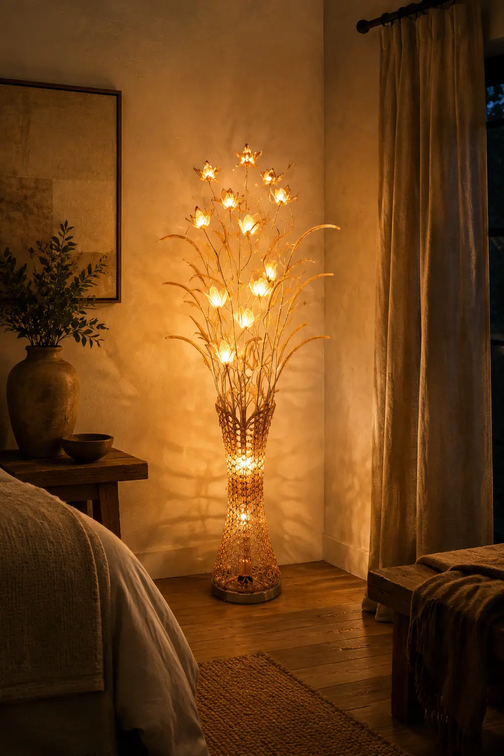 Bella Blumenvase Goldene Stehlampe, 150CM Lang - Lumpaz