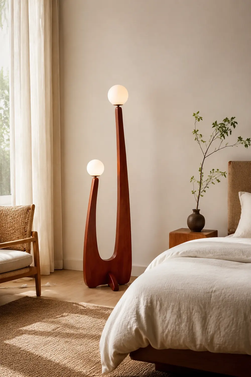 Avi Stehleuchte, Holz & Glas, 2-flammig - Lumpaz