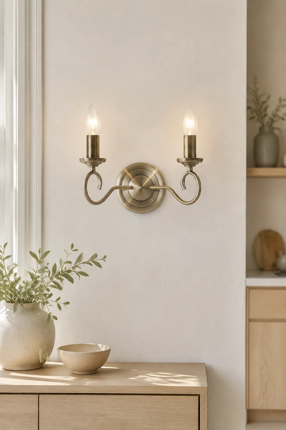 Silva Antikes Messing Wandleuchter, 2-flammig - Lumpaz
