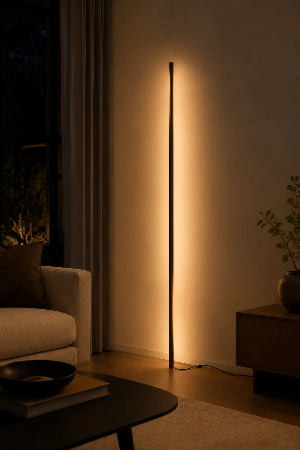 Ozawa Lineare Stehlampe, Holz & Acryl, 3 Farben, 119CM Lang - Lumpaz
