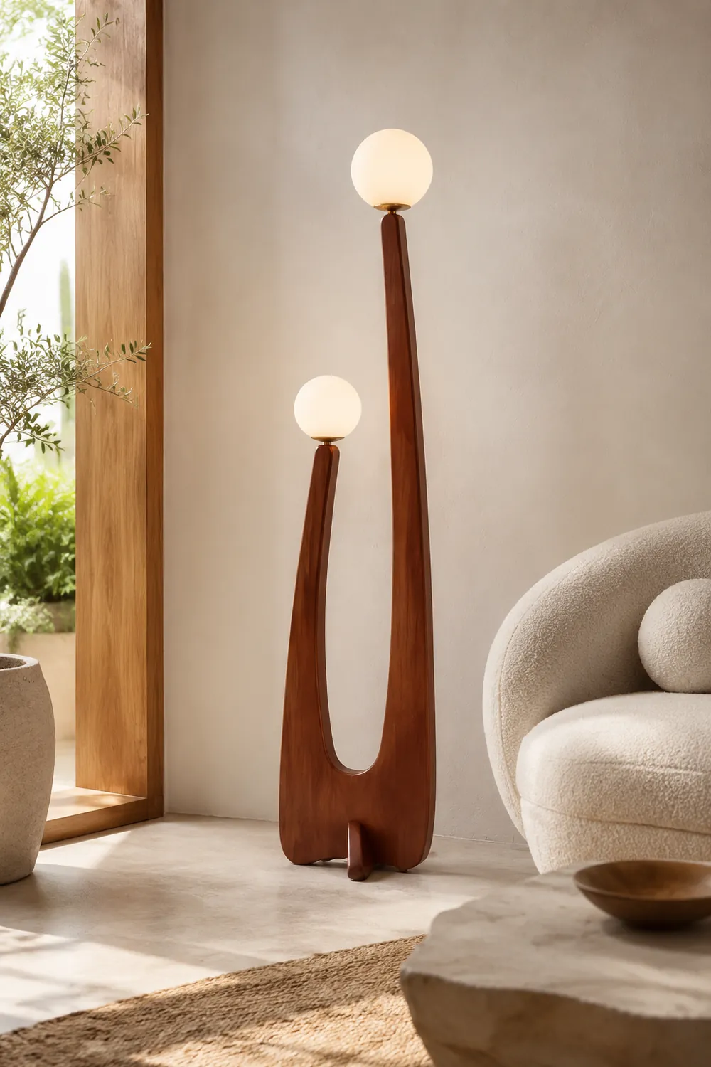 Avi Stehleuchte, Holz & Glas, 2-flammig - Lumpaz