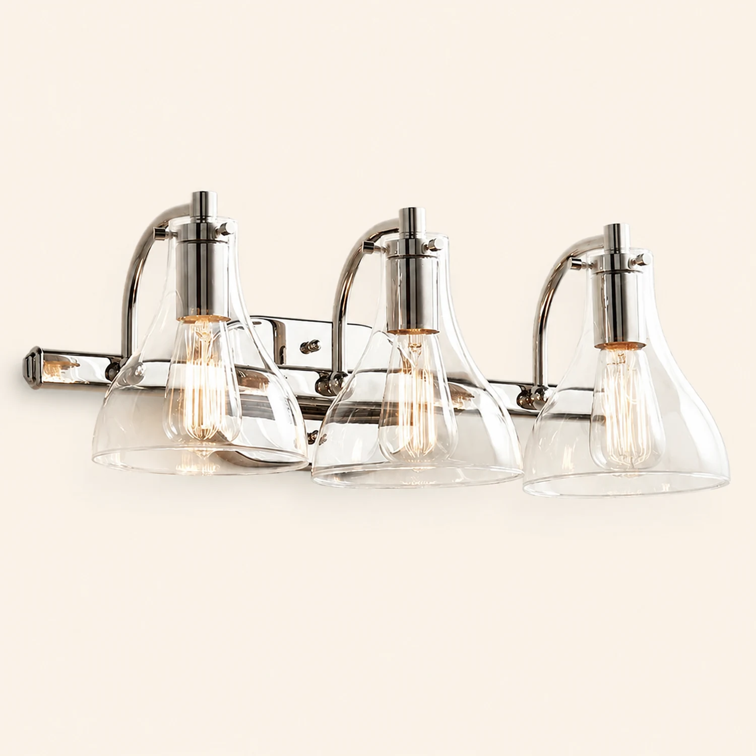 Eyrn Chrom Spiegelfront Waschtisch-Wandleuchte, 3/4-flammig, 52/70CM Lang - Lumpaz