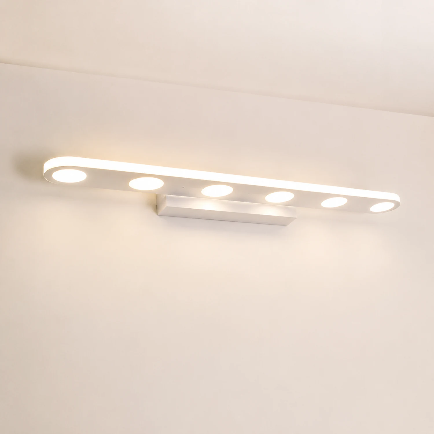 Leigh Ovale Weiße Spiegelfront Eitelkeit Wandleuchte, 41/58CM Lang - Lumpaz