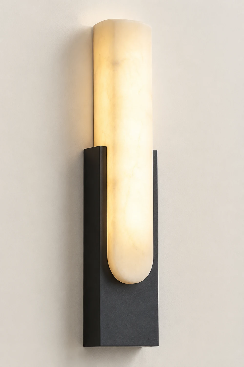 Chan Rechteckige Wandleuchte, Dolomit & Metall, 50CM Lang - Lumpaz
