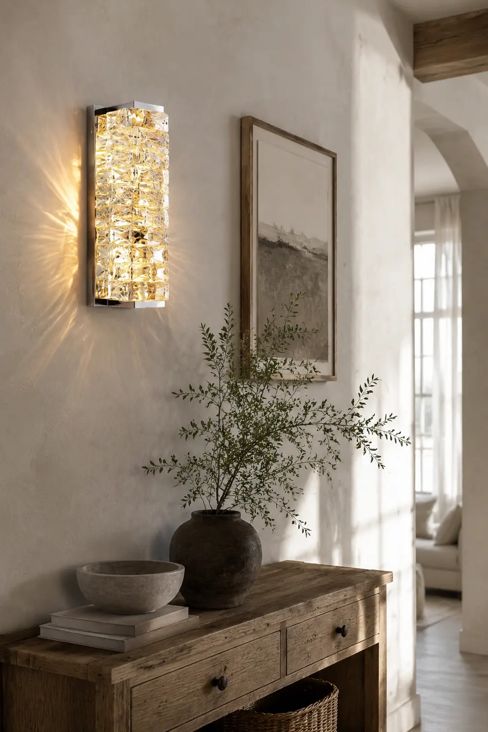Kristy Spiegelfront Waschtisch-Wandleuchte, Kristall und Metall, 25/47/60CM Lang - Lumpaz