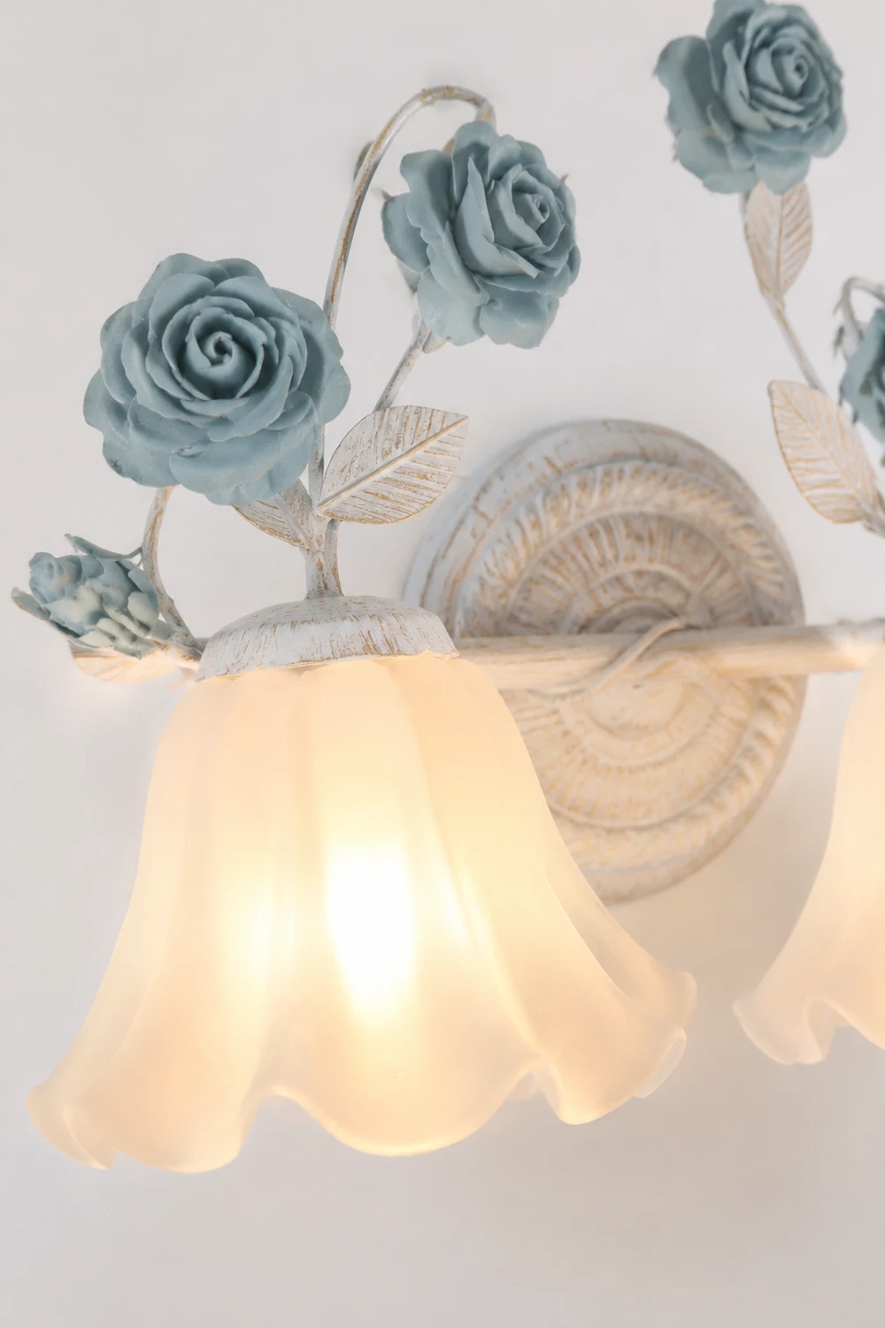 Félicie Blume Rosa & Blau Spiegelfront Waschtisch-Wandleuchte, 2/3-flammig - Lumpaz