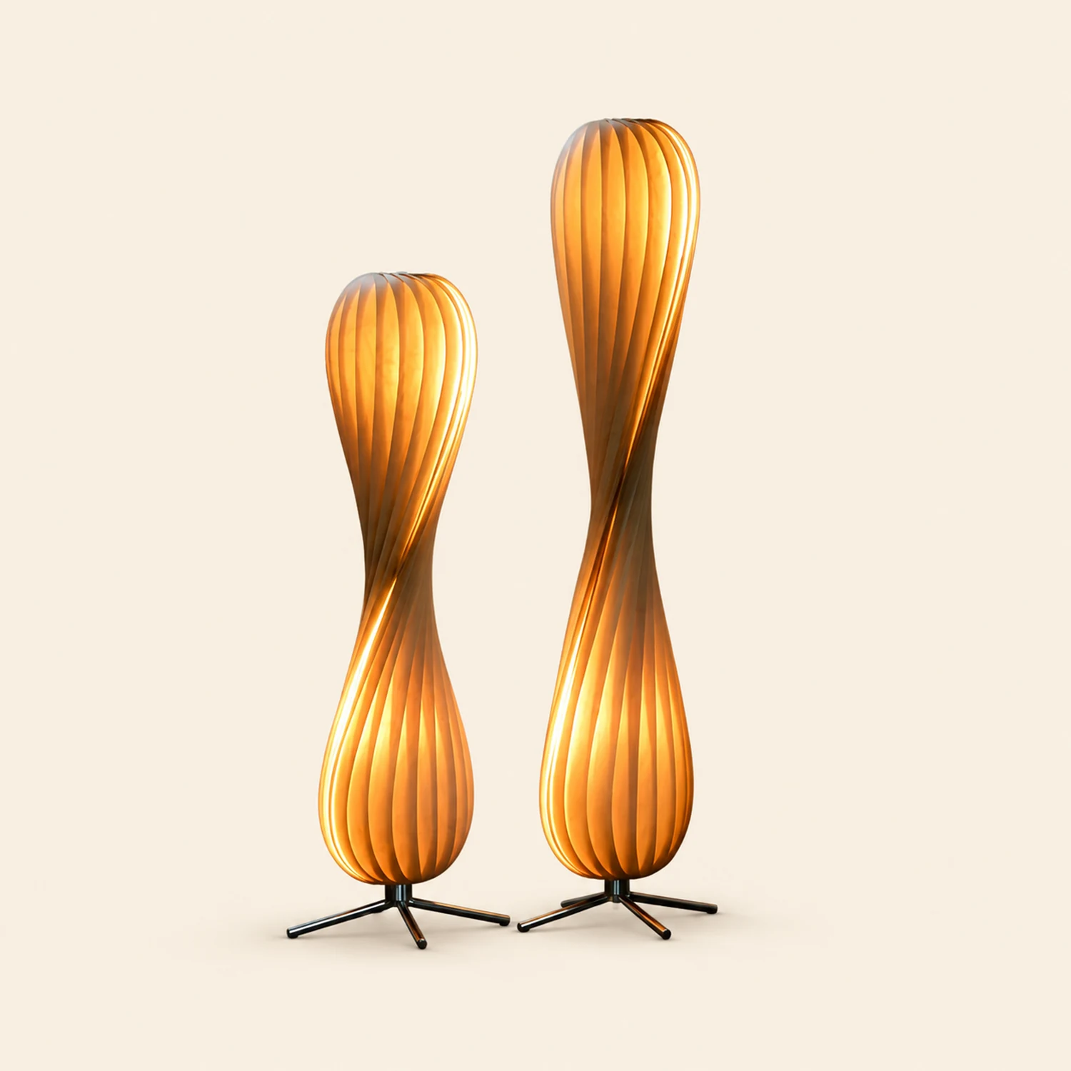 Ozawa Verdrehte Stehleuchte, Holz, 112/144CM Lang - Lumpaz
