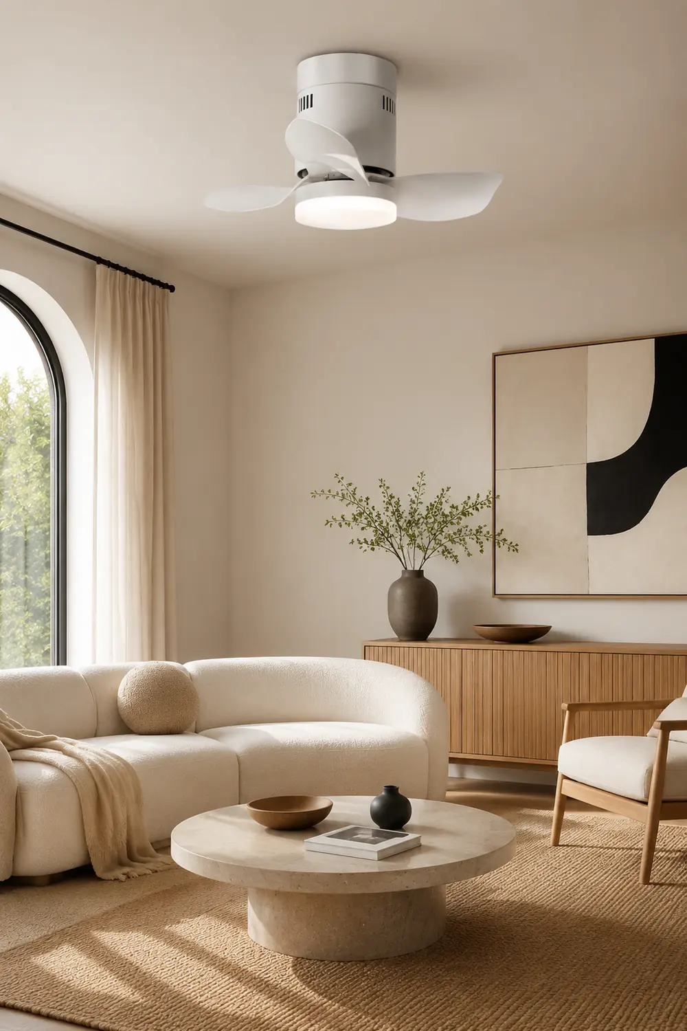 Walters 3-Blatt Weiße Deckenventilator mit Beleuchtung, 2 Farben, ∅60CM - Lumpaz