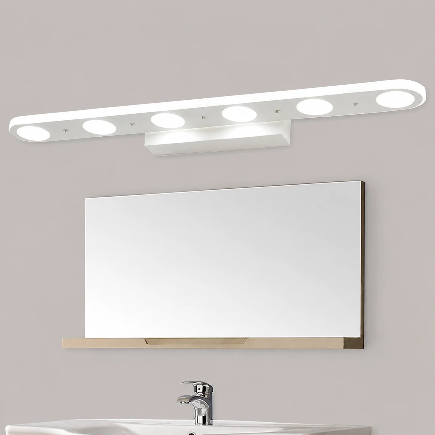 Leigh Ovale Weiße Spiegelfront Eitelkeit Wandleuchte, 41/58CM Lang - Lumpaz