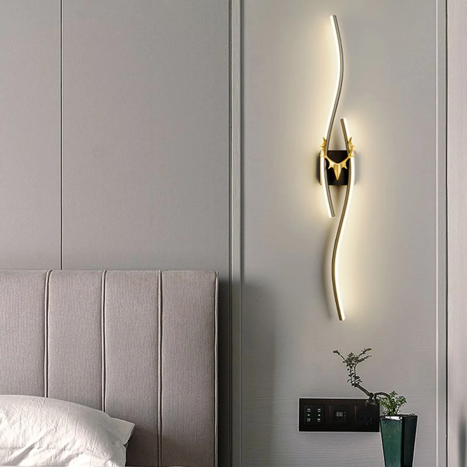 Alana Geweihe Spiegelfront Waschtisch-Wandleuchte, 2 Farben, 40/46/80/100CM Lang - Lumpaz