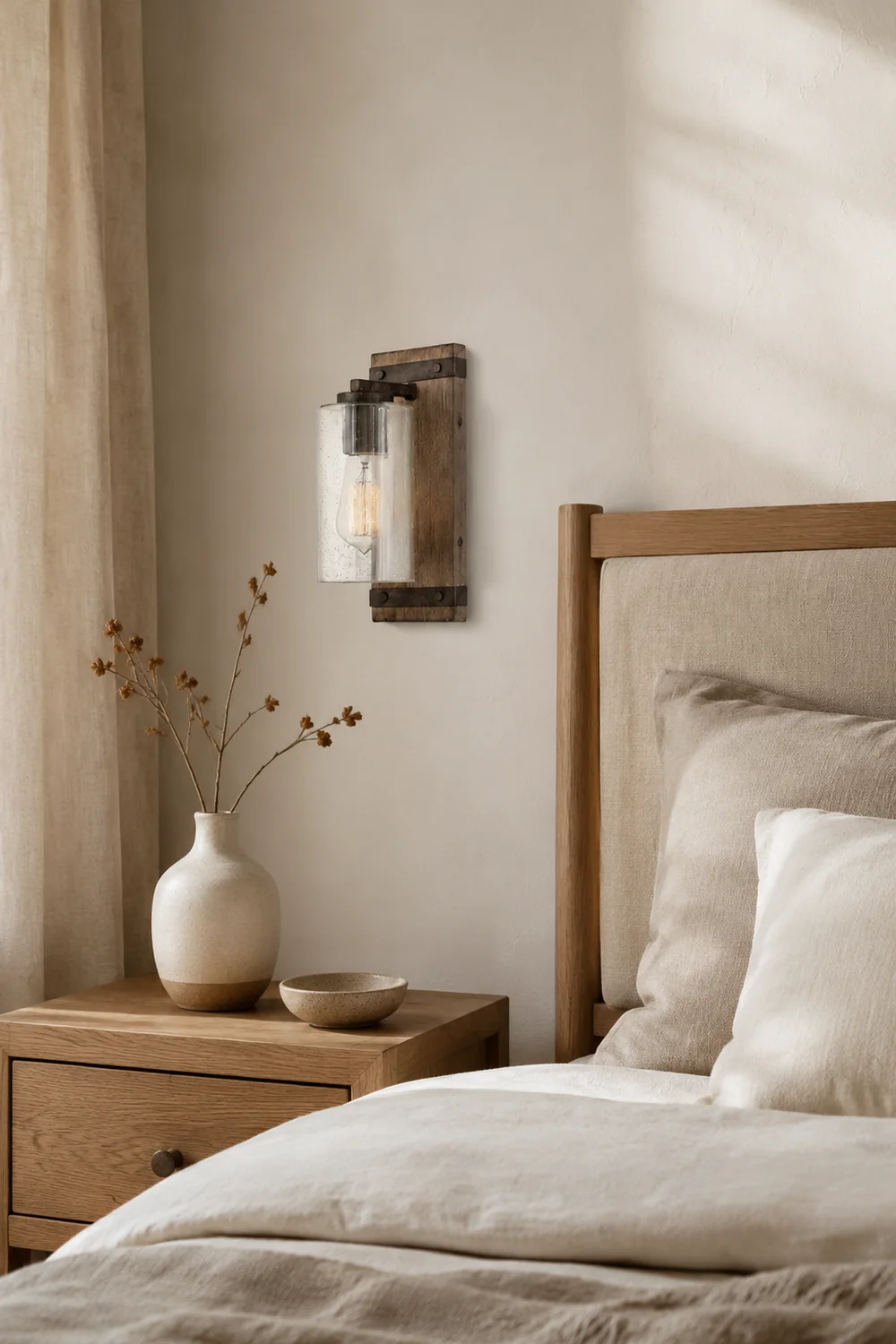 Austin Wandleuchte, Metall & Holz, 28CM Lang - Lumpaz