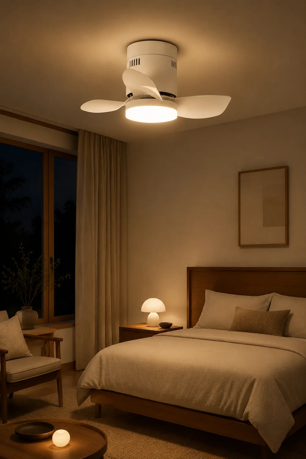 Walters 3-Blatt Weiße Deckenventilator mit Beleuchtung, 2 Farben, ∅60CM - Lumpaz