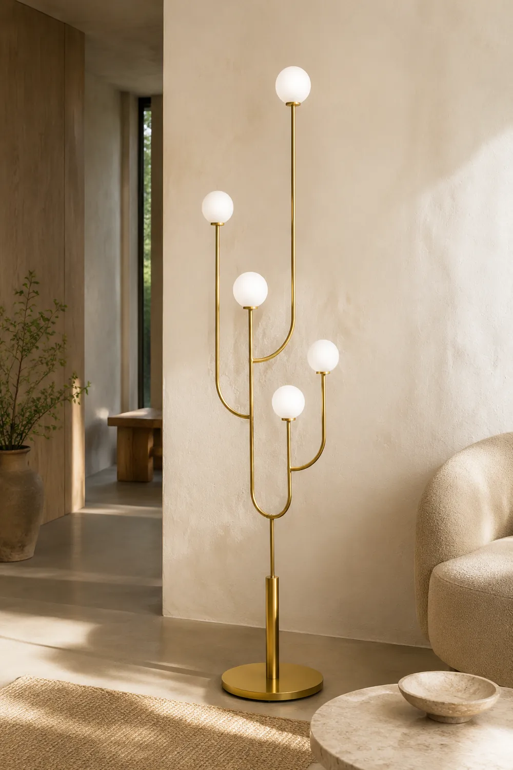 Valentina Kaktus Stehlampe, Messing & Glas, 180CM Lang - Lumpaz