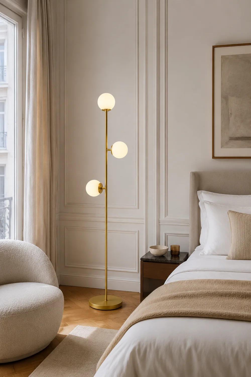 Valentina Stehlampe, 3-flammig, Messing & Glas, 160CM Lang - Lumpaz