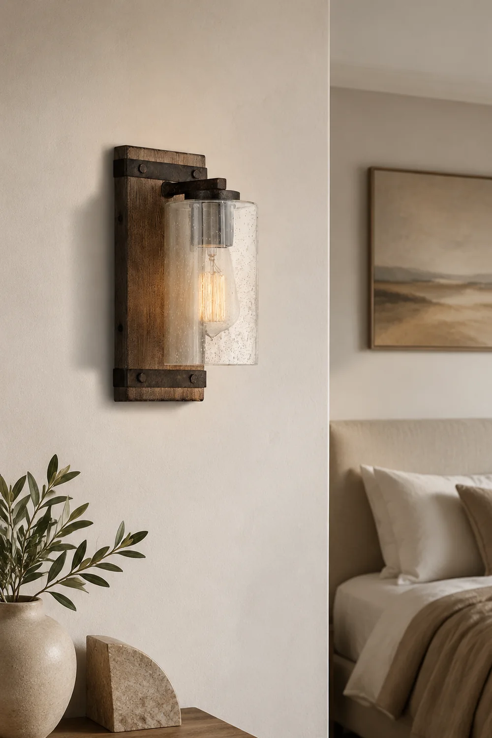 Austin Wandleuchte, Metall & Holz, 28CM Lang - Lumpaz