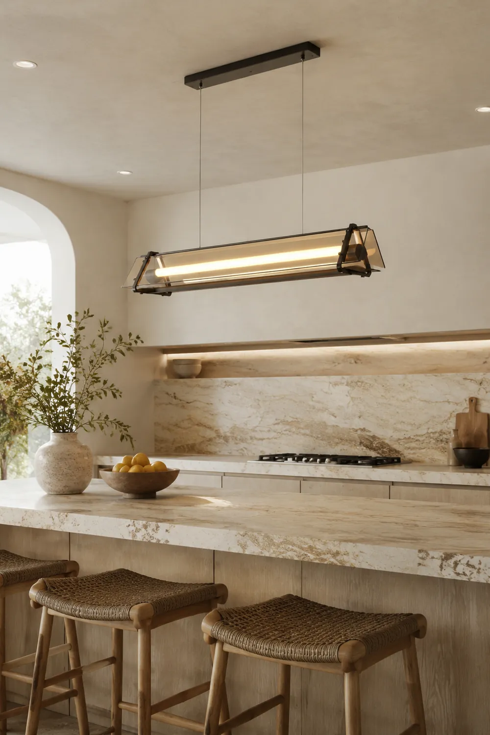 Edge Industrielle Dreieckige Pendelleuchte, Metall & Glas - Lumpaz