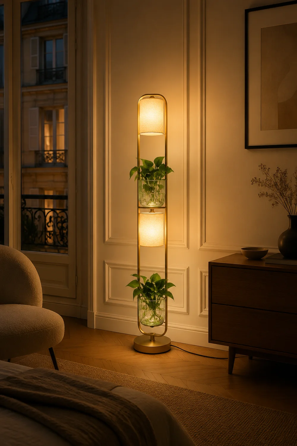 Eryn Zylinder Stehlampe Mit Blumentopf, 2-flammig, 125CM Lang - Lumpaz