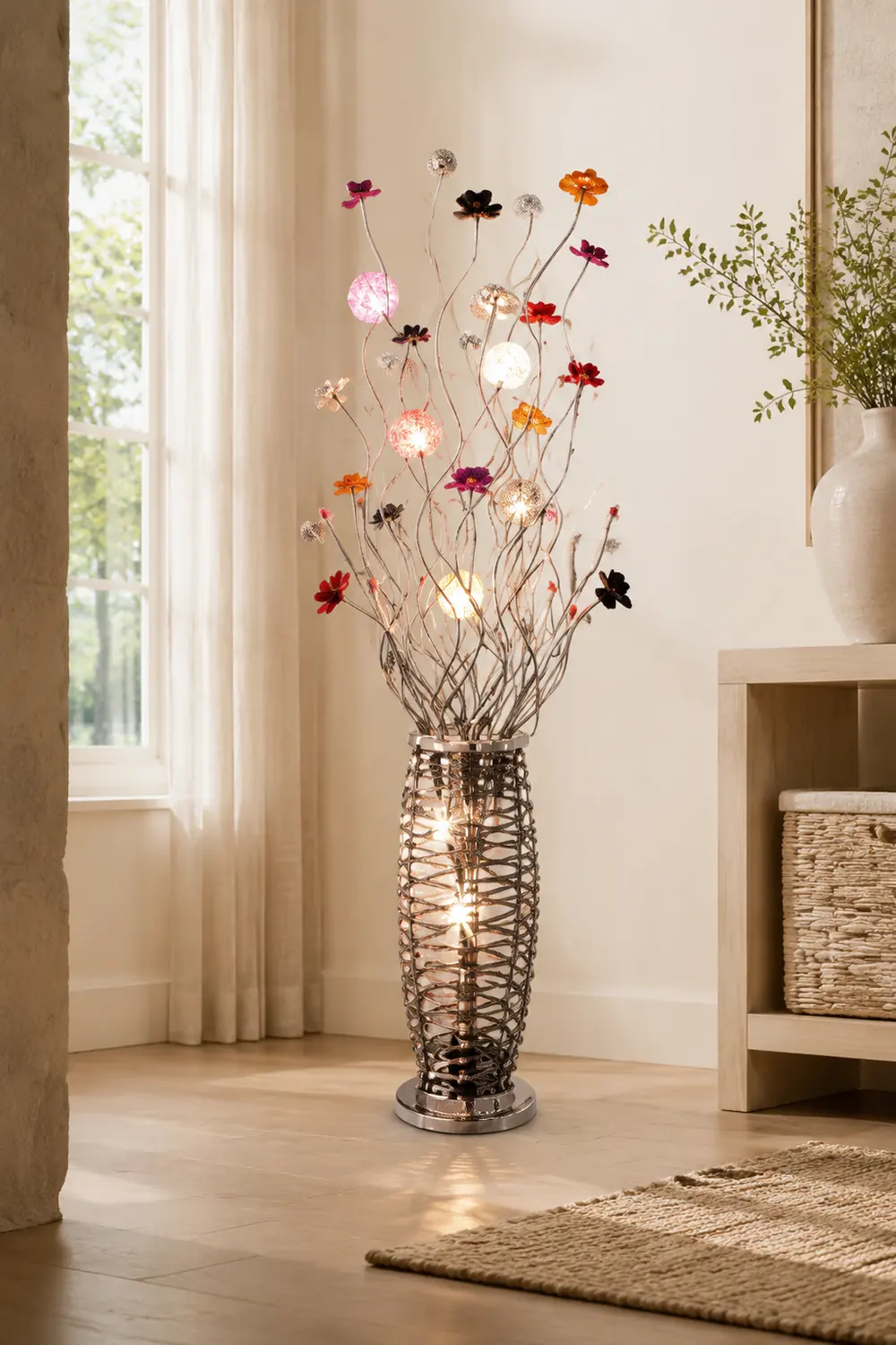 Bella Blumenvase Silberne Stehlampe, 150CM Lang - Lumpaz