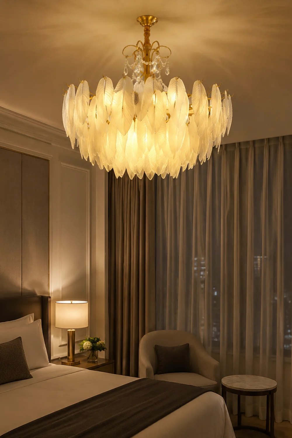 Kirsten Kronleuchter Perle Farbe Schaltbar Metall & Glas, ∅50/60/80CM - Lumpaz
