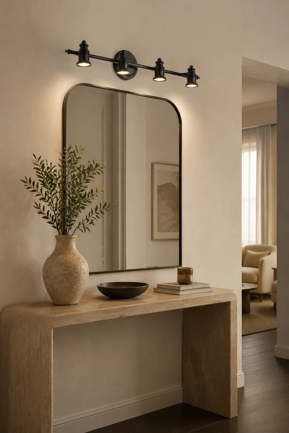 Alessio Schwarzer Spiegel Front Vanity Wandleuchte, 2/3/4-flammig - Lumpaz