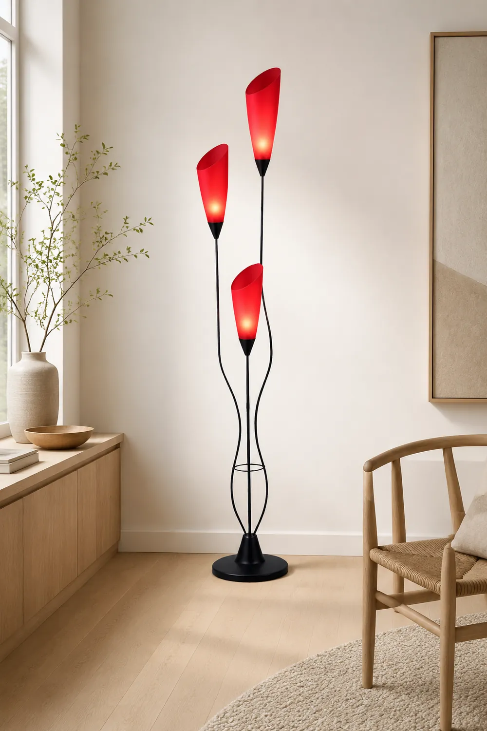 Bella Fackel Rote Stehlampe, 3-flammig, 168CM Lang - Lumpaz