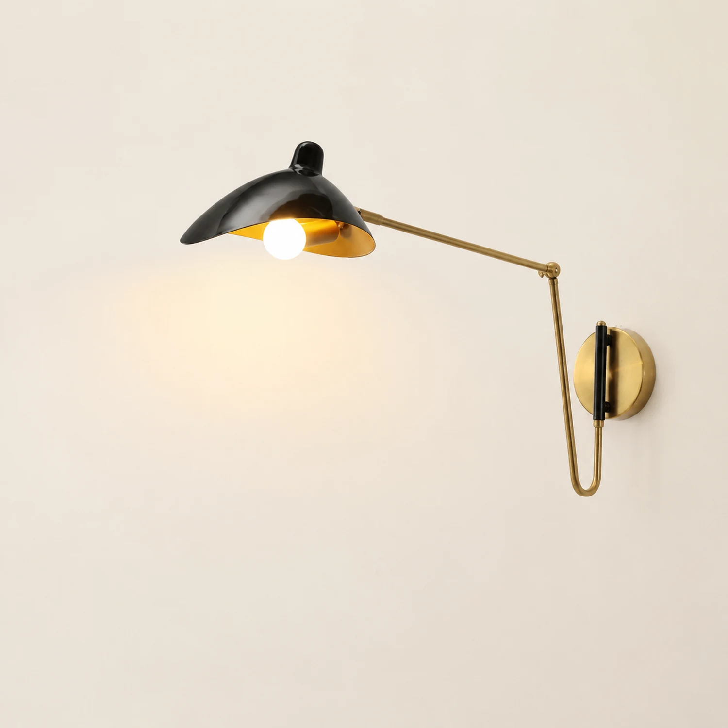 Brady Schwarz Verstellbare Wandleuchte, Metall, 65CM Lang - Lumpaz