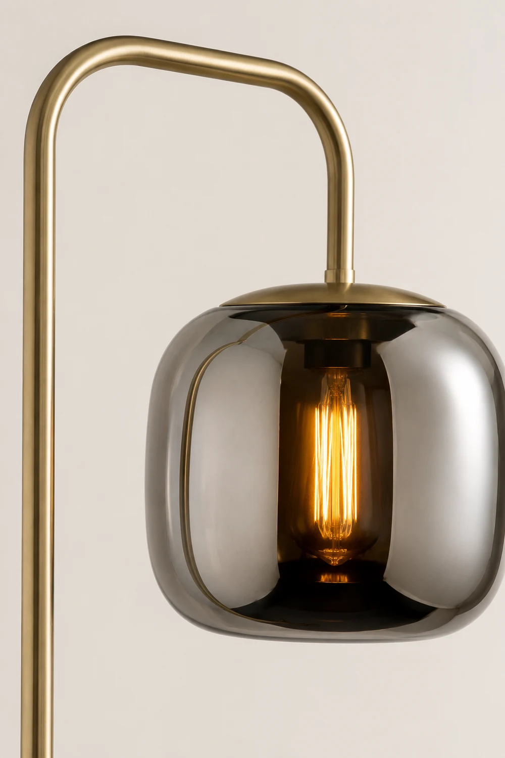 Hailie Rauchgrau Stehlampe, Metall & Glas, 160CM Lang - Lumpaz
