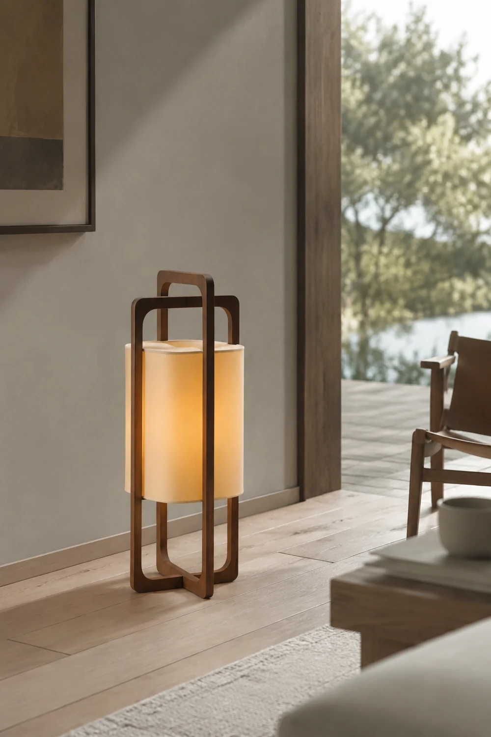 Ozawa Rechteckige Stehleuchte, Holz, ∅20/32CM Lang - Lumpaz