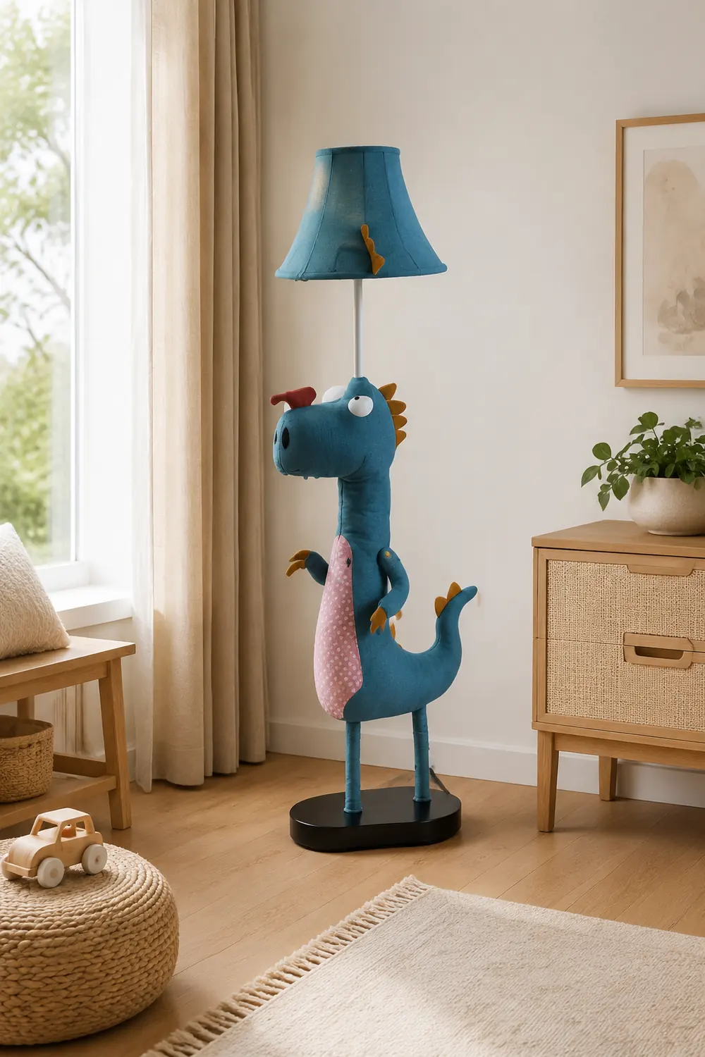 Minori Stehleuchte in Blaue Dinosaurier-Form, Metall, 130CM Lang - Lumpaz